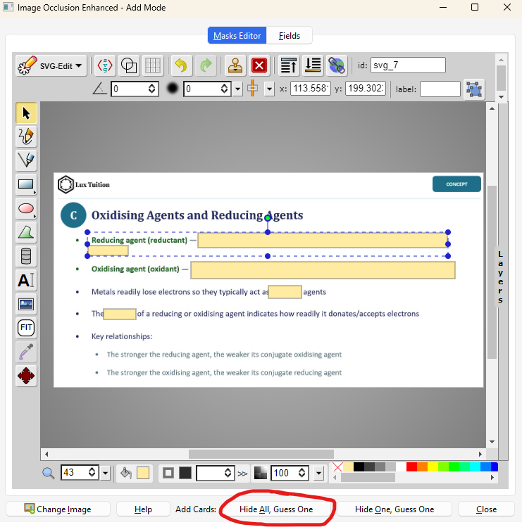 The Masks Editor’s Hide All, Guess One and Hide One, Guess One buttons