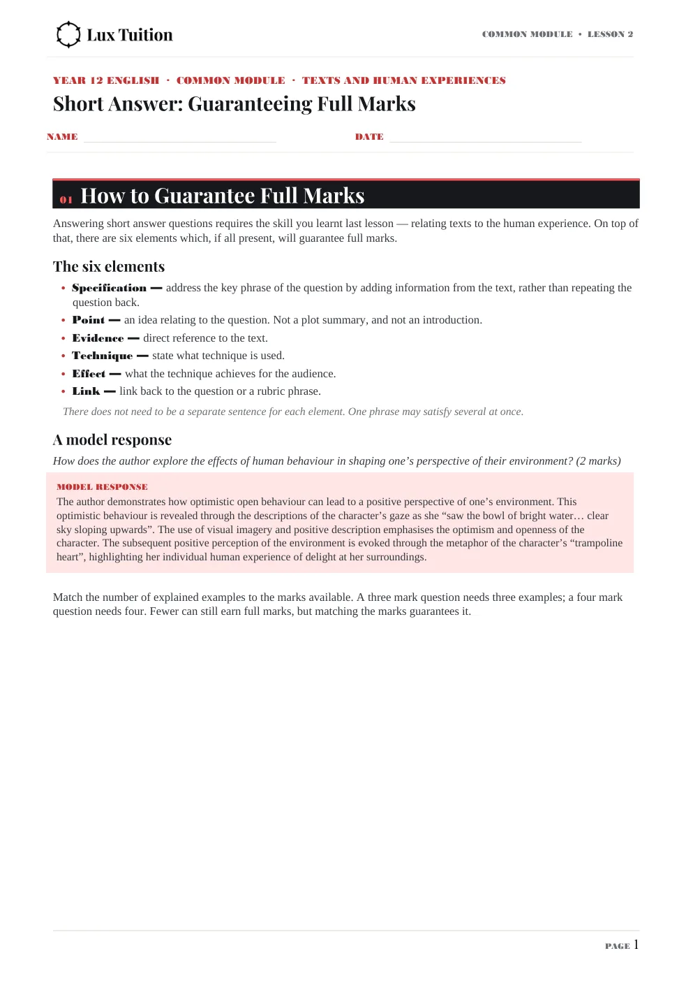 Lux Tuition worksheet sample — page 2 of 3