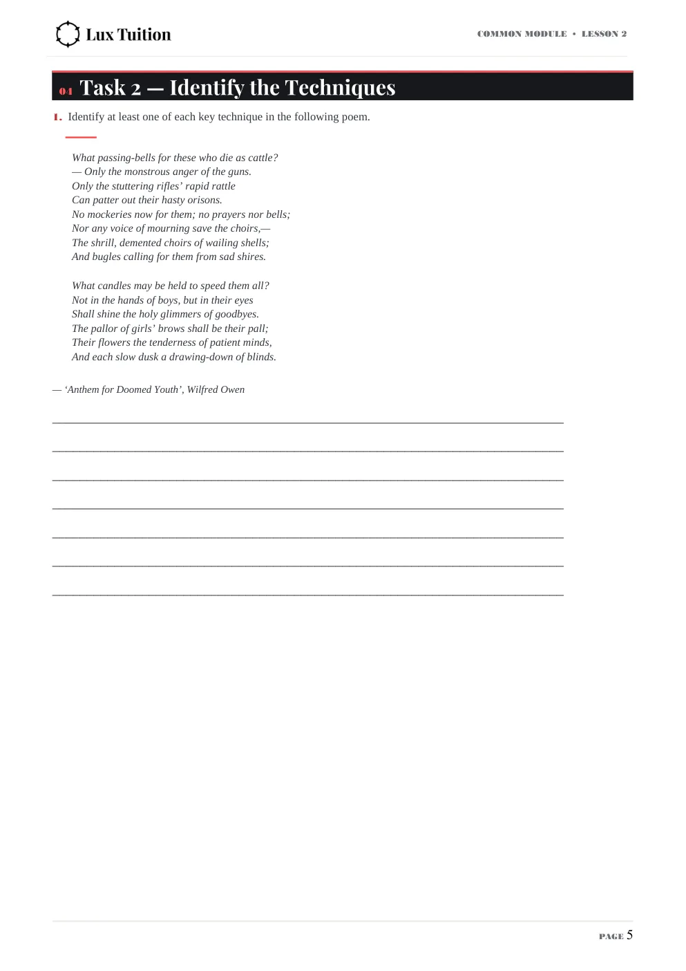 HSC English worksheet — short answer, Texts and Human Experiences — page 5 of 7