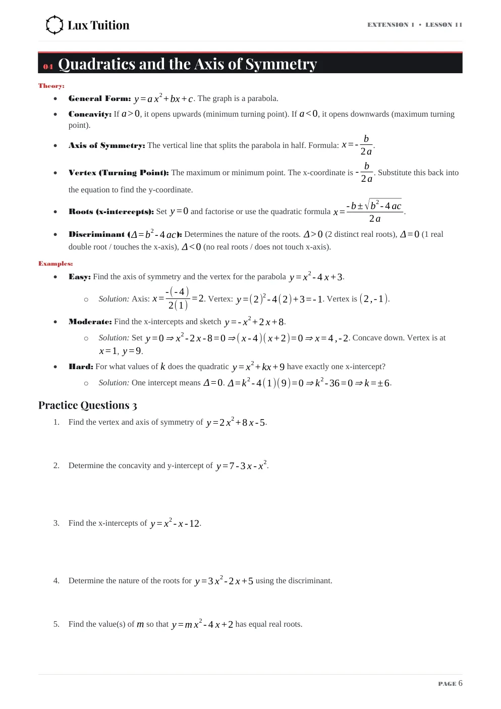 Maths Extension 1 worksheet — functions, domain and range — page 6 of 12
