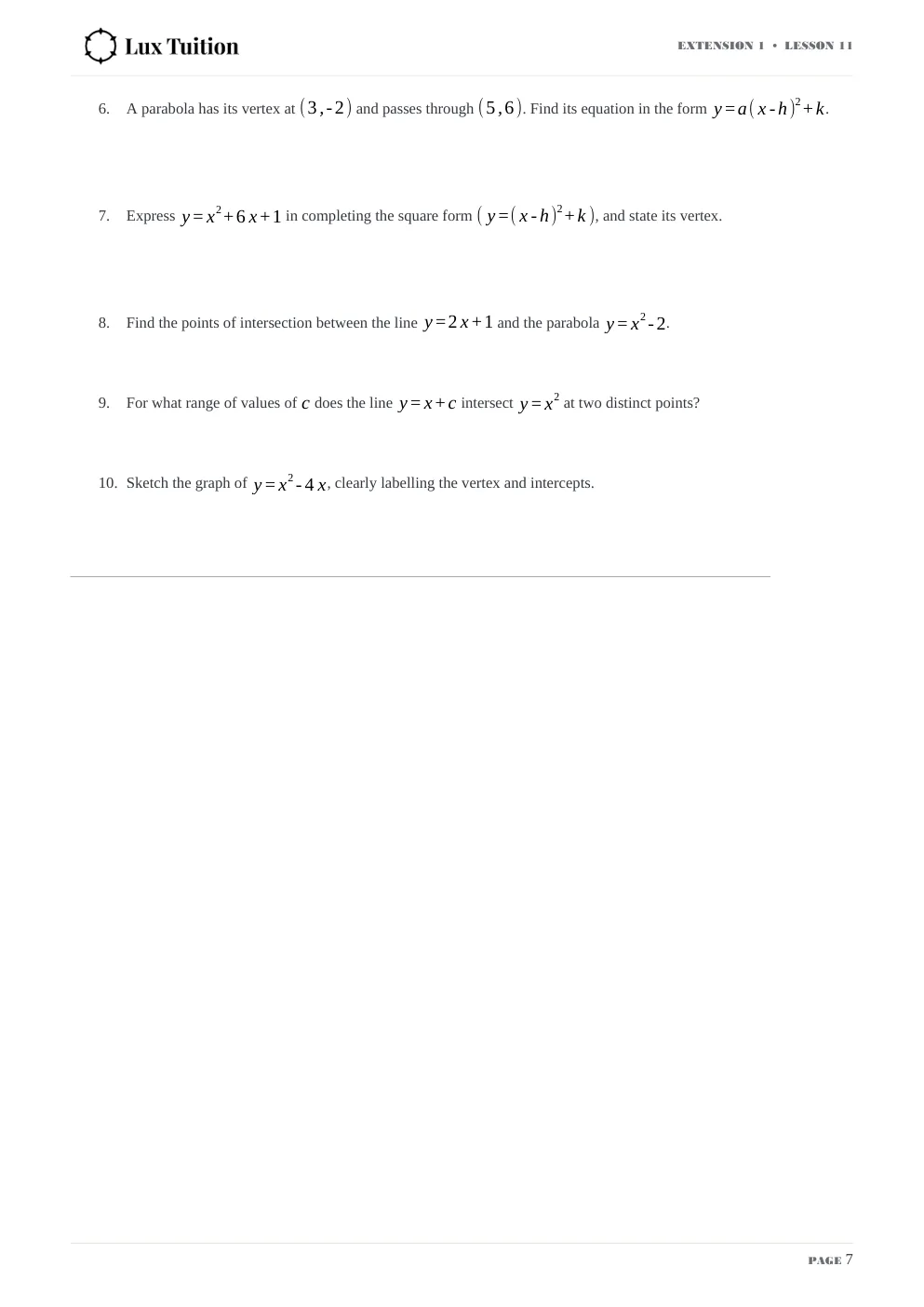 Maths Extension 1 worksheet — functions, domain and range — page 7 of 12